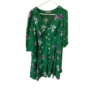 Wayward Fancies eShakti Custom Women's Green Floral Dress - L/XL